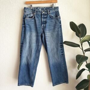 Raey Women Straight Leg Jeans Size 26X25 Slouchy Organic Cotton Medium Wash Crop